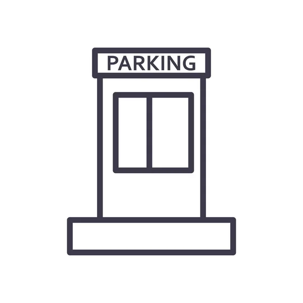 Línea de kiosco de estacionamiento icono de estilo diseño de vectores — Vector de stock