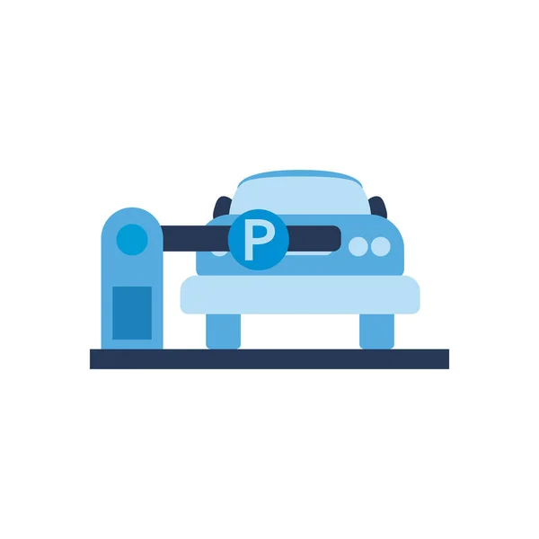 Coche detrás de la puerta de aparcamiento de estilo plano icono de diseño vectorial — Vector de stock