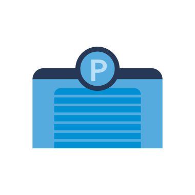 Park yolu işaret düğmesi düz stil vektör tasarımı olan garaj