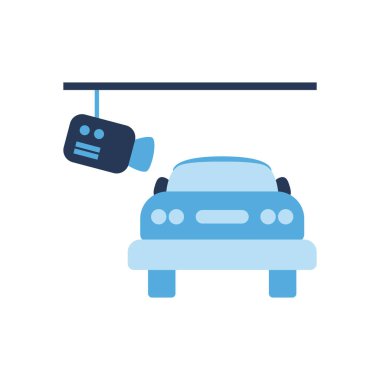 CCTV video kamera araba düz stil vektör tasarımı izliyor