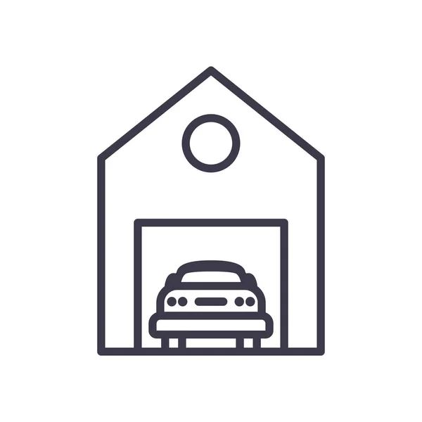 Coche en estacionamiento línea de garaje estilo icono de diseño de vectores — Archivo Imágenes Vectoriales