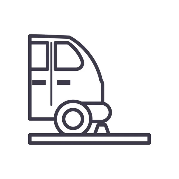 Σταθμευμένο αυτοκίνητο πλευρά άποψη γραμμή στυλ εικονίδιο διανυσματικό σχεδιασμό — Διανυσματικό Αρχείο