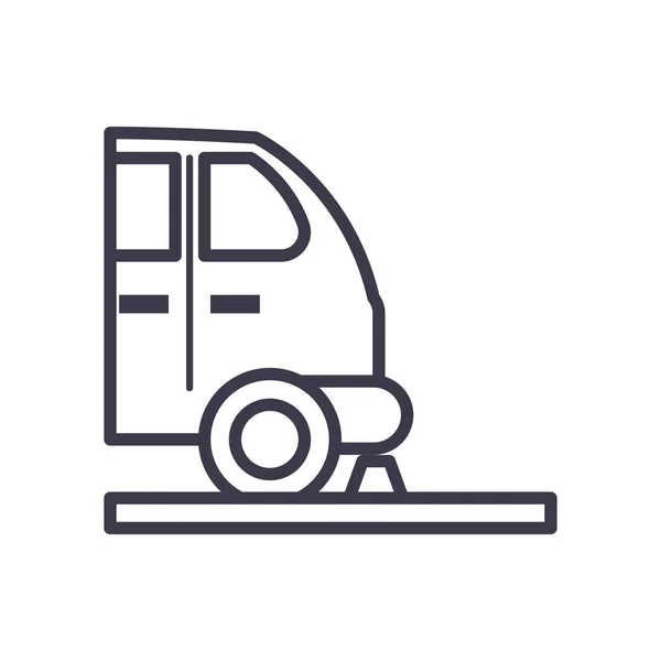 Geparkeerde auto zijaanzicht lijn stijl pictogram vector ontwerp — Stockvector