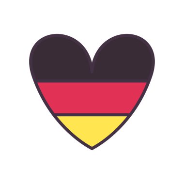 Alman bayrağı kalp çizgisi ve biçim ikonu vektör tasarımını doldur
