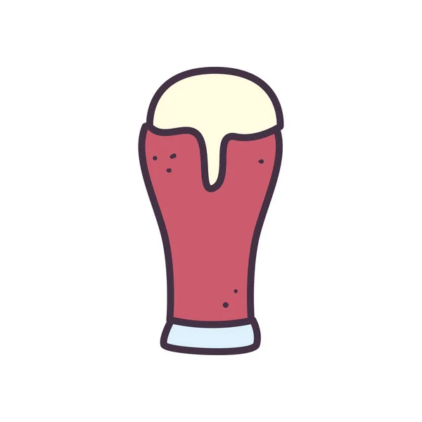 泡のラインと充填スタイルのアイコンベクトルデザインのビールグラス — ストックベクタ