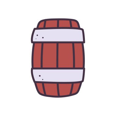 bira ahşap fıçı hattı ve biçim ikonu vektör tasarımını doldur