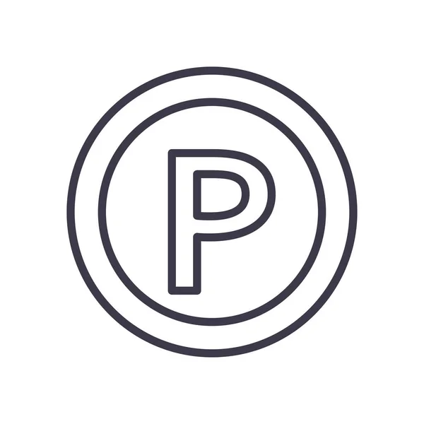 Parking panneau route bouton ligne style icône vectoriel design — Image vectorielle