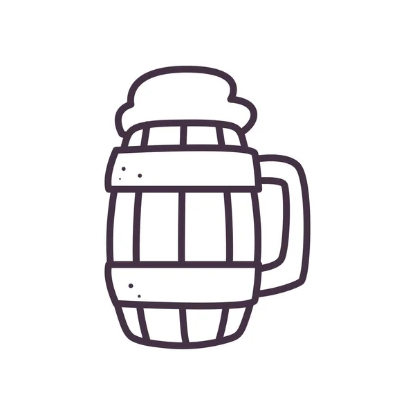 Bière bois ligne de verre style icône vectoriel design — Image vectorielle