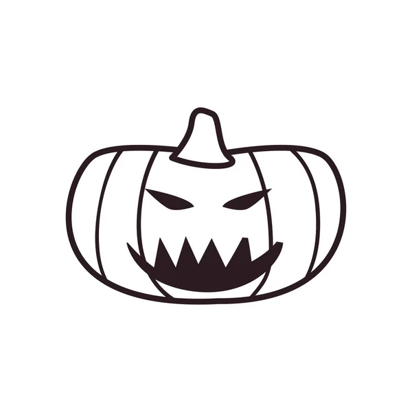Assustador abóbora desenho animado livre forma linha estilo ícone vetor design — Vetor de Stock