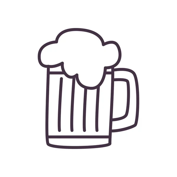 Vidrio de cerveza con la línea de espuma estilo icono de diseño de vectores — Vector de stock