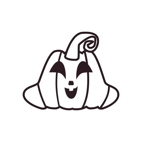 Happy and tender pumpkin cartoon free form line icon vector design — стоковый вектор