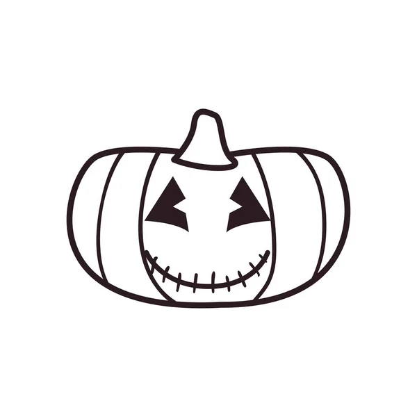 Happy pumpkin cartoon Desain vektor ikon gaya baris - Stok Vektor