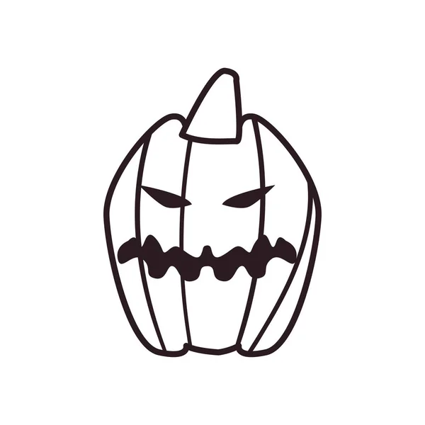 Calabaza enojado dibujos animados forma libre línea estilo icono vector diseño — Archivo Imágenes Vectoriales