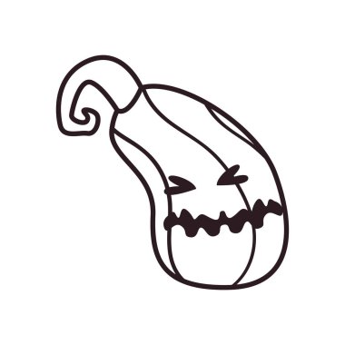 Korkak balkabağı çizgi filmi serbest biçim çizgisi ikon vektör tasarımı