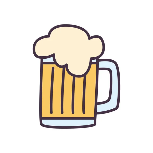 Bier glas met schuim lijn en vul stijl icoon vector ontwerp — Stockvector
