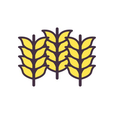 Buğday kulakları çizgisi ve biçim ikonu vektör tasarımını doldur