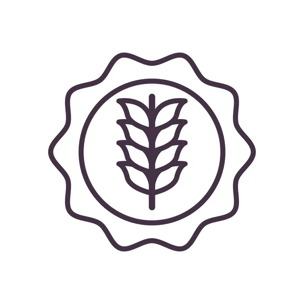 Orelha de trigo em selo carimbo linha estilo ícone vetor design — Vetor de Stock