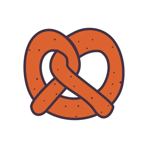 Linha pretzel e design de vetor ícone de estilo de preenchimento —  Vetores de Stock