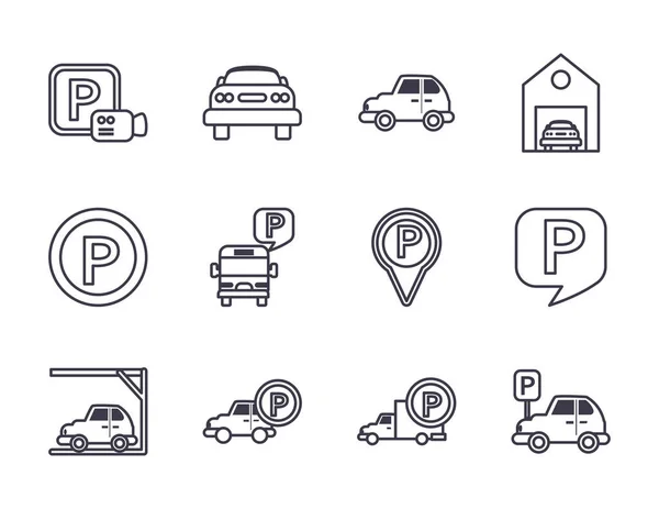 Parkolási stílus ikon készlet vektor tervezés — Stock Vector
