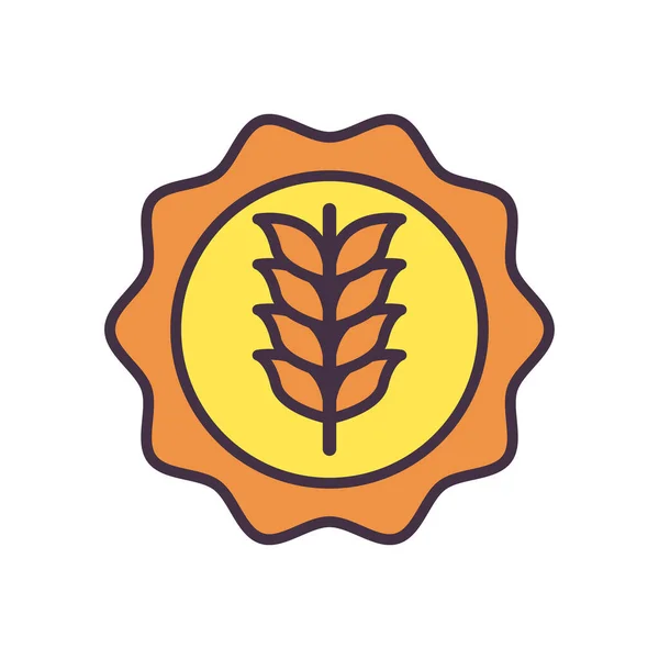 Épi de blé en ligne de timbre de sceau et design vectoriel icône de style de remplissage — Image vectorielle