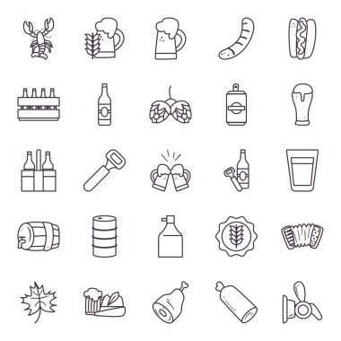 oktoberfest satır biçimi sembolleri vektör tasarımını ayarlar