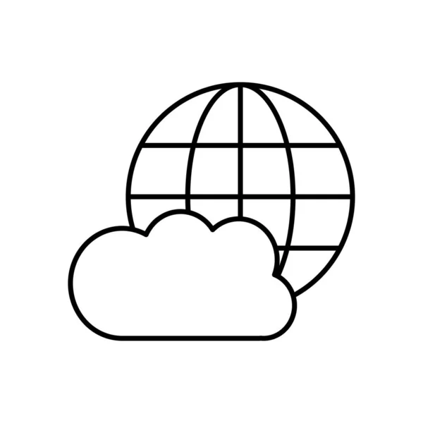Глобальная сфера и иконка хранения облаков, стиль линии — стоковый вектор