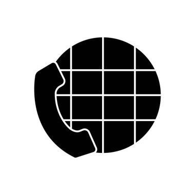 küresel küre ve telefon simgesi, siluet biçimi