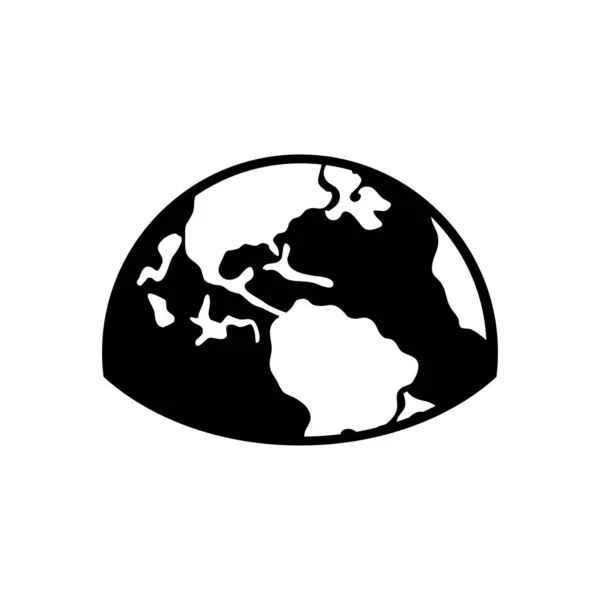 Icona mezzo pianeta terra, stile silhouette — Vettoriale Stock