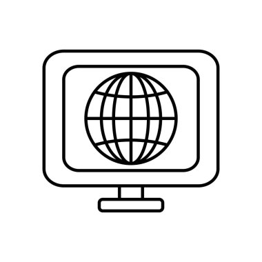 Küresel küre simgesine sahip bilgisayar monitörü, satır biçimi