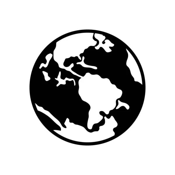 Icona del pianeta terra, stile silhouette — Vettoriale Stock