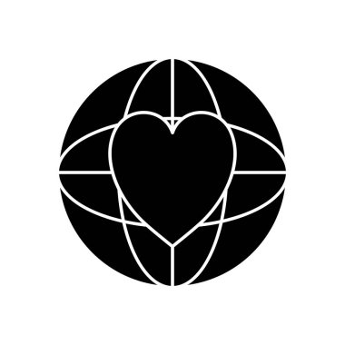 kalp simgesi siluet tarzına sahip küresel küre