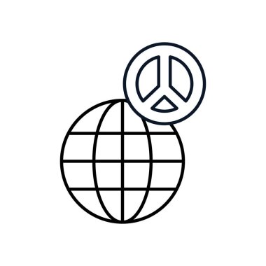 küresel küre ve barış sembolü, çizgi biçimi