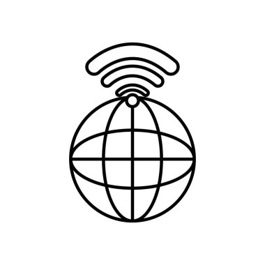 Wi-Fi sinyal simgesine sahip küresel küre, satır biçimi