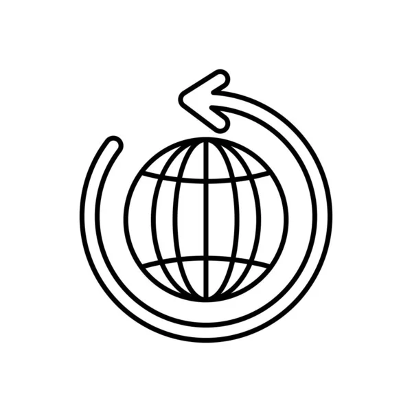 Flecha de círculo y esfera global icono, estilo de línea — Archivo Imágenes Vectoriales
