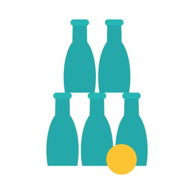 Şişelerin adil oyunu kule ve top, düz stil