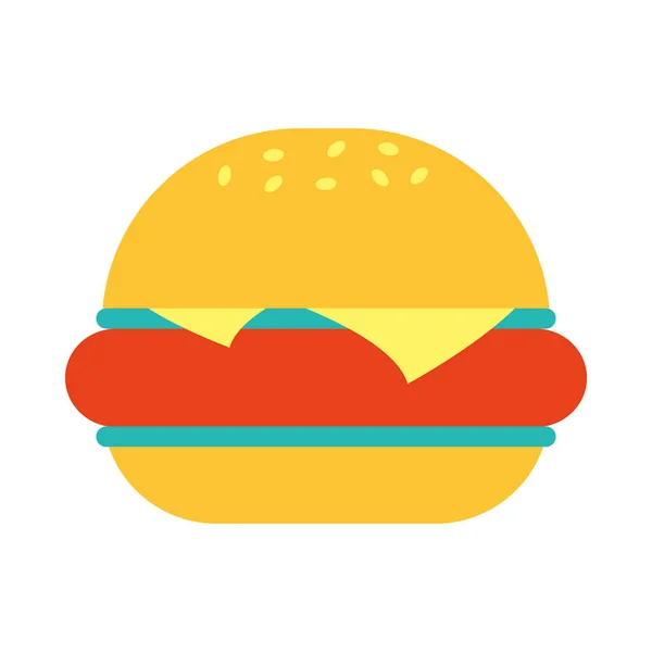 Hamburger simgesi resmi, düz biçim — Stok Vektör