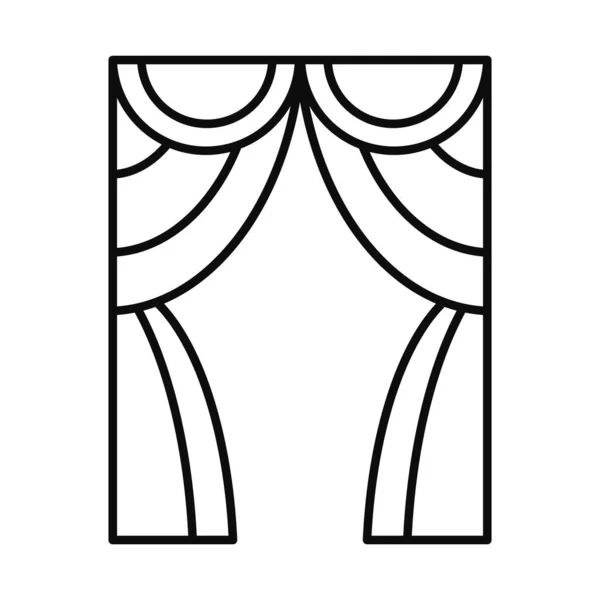 Икона театрального занавеса, стиль линии — стоковый вектор