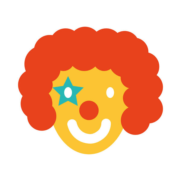 cartoon clown head icon, flat style