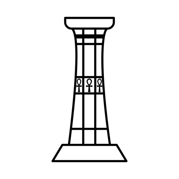 Colonne égyptienne antique avec symboles ankh, style ligne — Image vectorielle