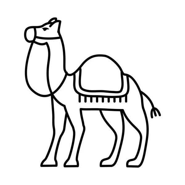Egyptisk kamel ikon, linje stil — Stock vektor