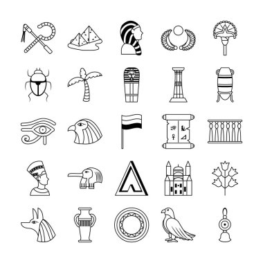 Mısır çiçekleri ve Mısır simgesi seti, satır biçimi