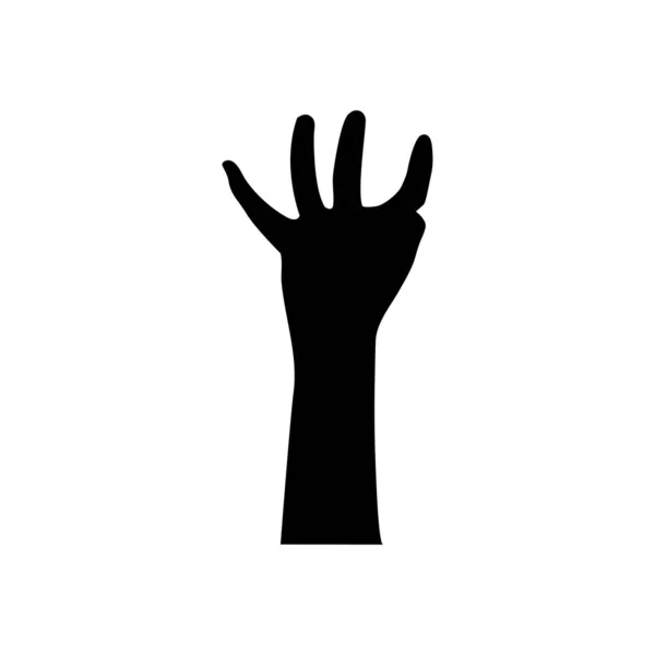 Halloween zombie hand icon, silhouette style — Stock Vector