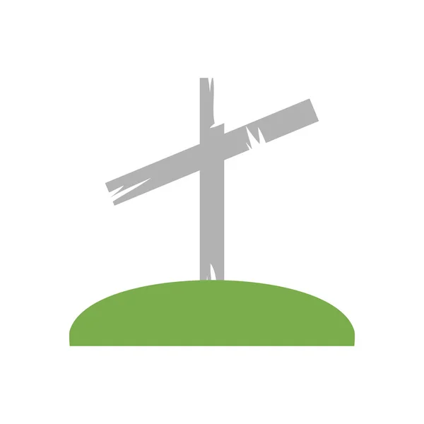 Icona della croce di cementeria, stile piatto — Vettoriale Stock