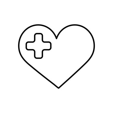 Tıbbi haç simgesi olan kalp, satır biçimi