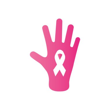 Kanser kurdele ikonu olan el, gradyan stili