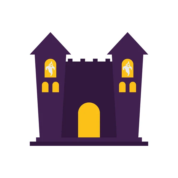 Icône de château creppy halloween, style plat — Image vectorielle