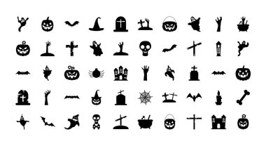 Cadılar Bayramı simgesi seti, siluet biçimi