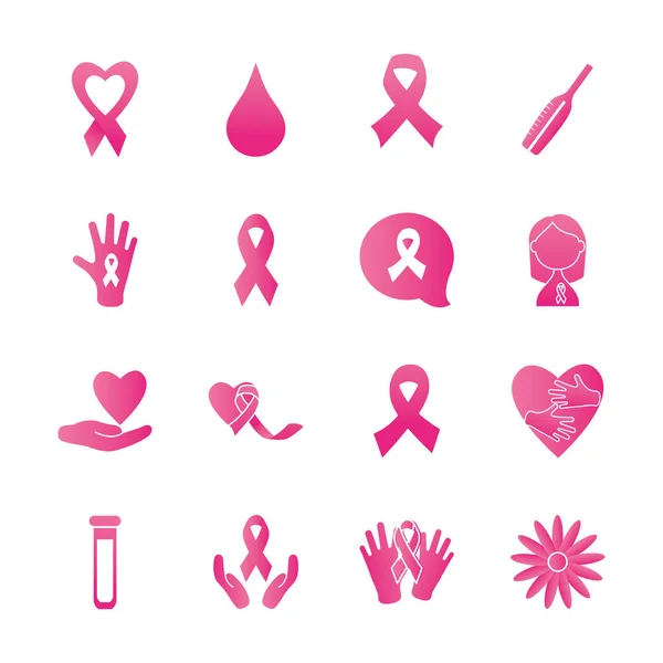 Test tube and breast cancer icon se, gradient style — Stock Vector