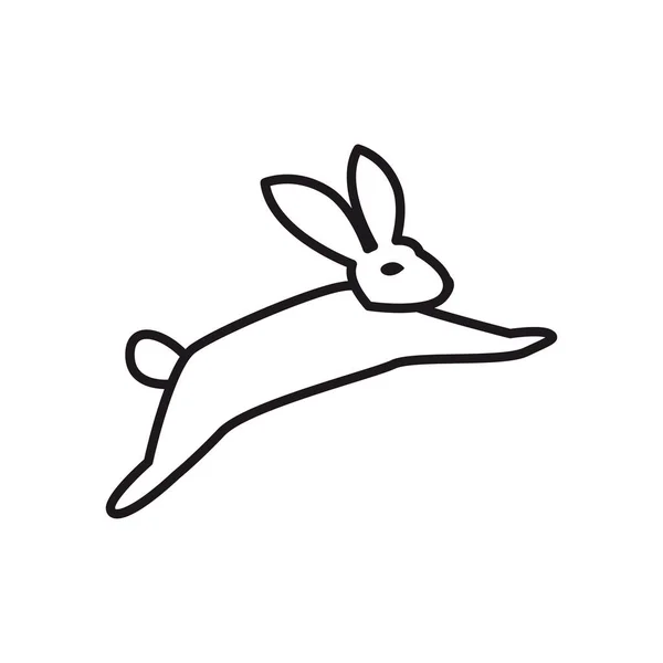 귀여운 토끼 점프 라인 스타일 아이콘 벡터 설계 — 스톡 벡터