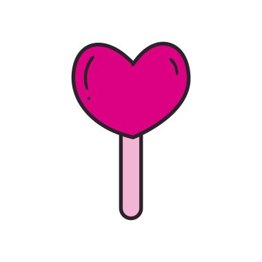 Şeker kalp çizgisi ve biçim ikonu vektör tasarımı